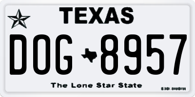 TX license plate DOG8957