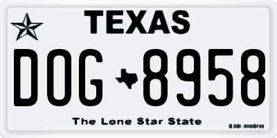 TX license plate DOG8958