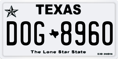 TX license plate DOG8960