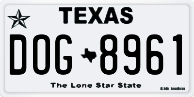 TX license plate DOG8961