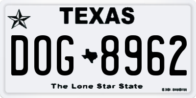 TX license plate DOG8962