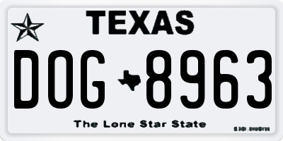 TX license plate DOG8963