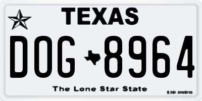 TX license plate DOG8964