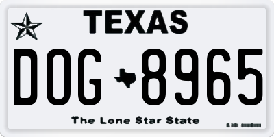 TX license plate DOG8965