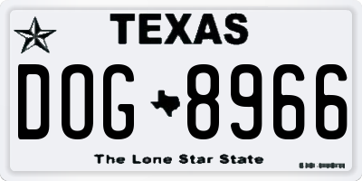 TX license plate DOG8966