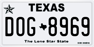 TX license plate DOG8969