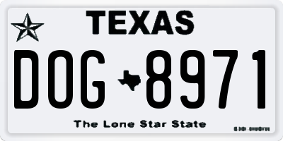 TX license plate DOG8971