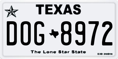 TX license plate DOG8972