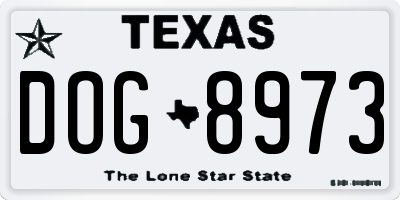 TX license plate DOG8973