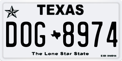 TX license plate DOG8974