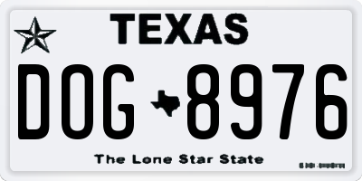 TX license plate DOG8976