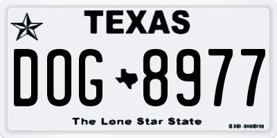 TX license plate DOG8977