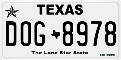 TX license plate DOG8978