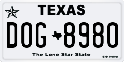 TX license plate DOG8980