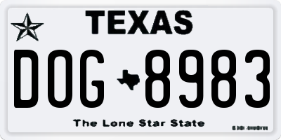 TX license plate DOG8983