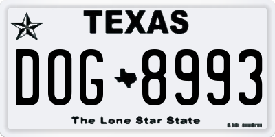 TX license plate DOG8993
