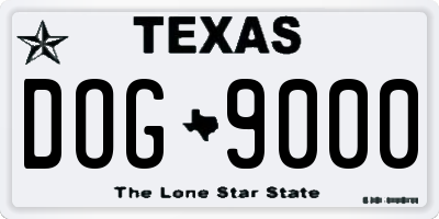 TX license plate DOG9000