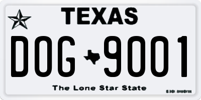 TX license plate DOG9001