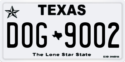 TX license plate DOG9002