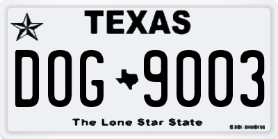 TX license plate DOG9003