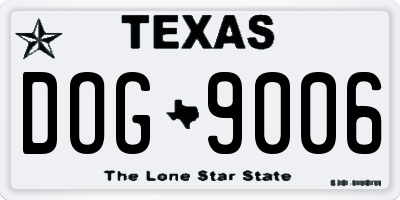 TX license plate DOG9006