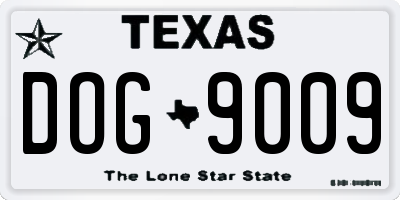 TX license plate DOG9009