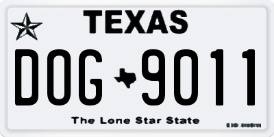 TX license plate DOG9011