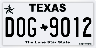 TX license plate DOG9012