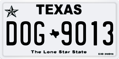 TX license plate DOG9013