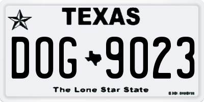 TX license plate DOG9023