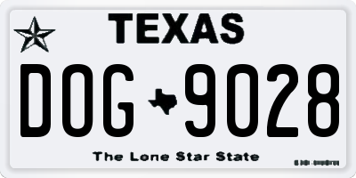 TX license plate DOG9028