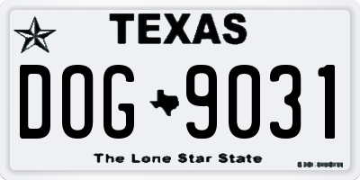 TX license plate DOG9031