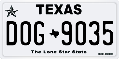 TX license plate DOG9035