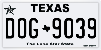TX license plate DOG9039