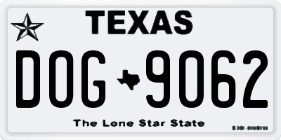 TX license plate DOG9062