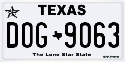 TX license plate DOG9063