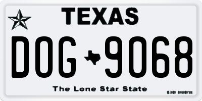 TX license plate DOG9068