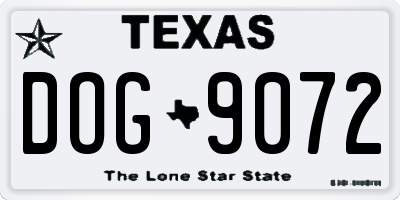 TX license plate DOG9072