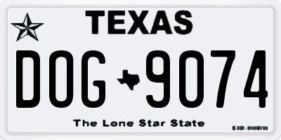 TX license plate DOG9074