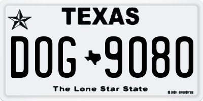 TX license plate DOG9080