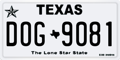 TX license plate DOG9081