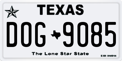 TX license plate DOG9085