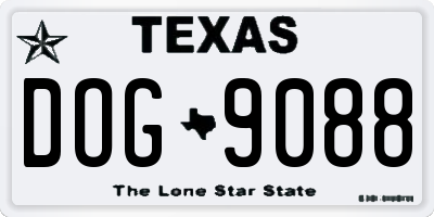 TX license plate DOG9088