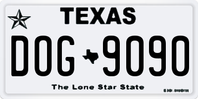 TX license plate DOG9090