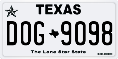 TX license plate DOG9098