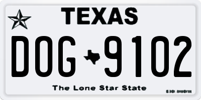 TX license plate DOG9102