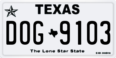 TX license plate DOG9103