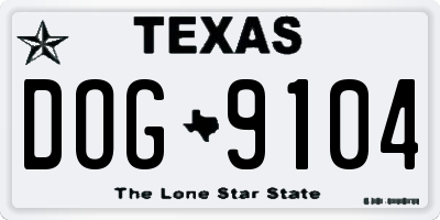 TX license plate DOG9104