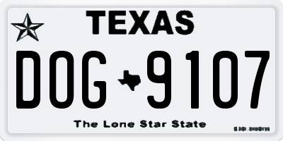 TX license plate DOG9107