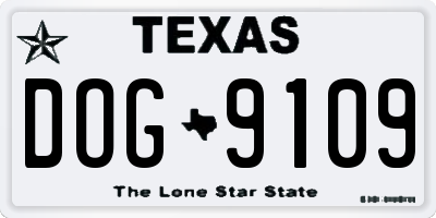 TX license plate DOG9109